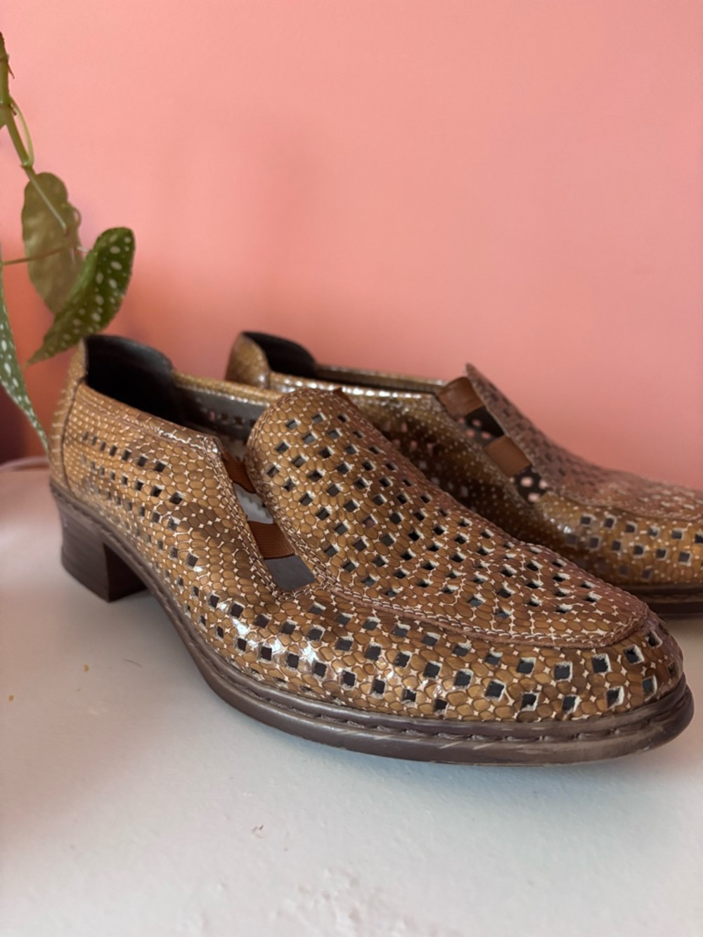 Rieker Woven Leather Slip-On Loafers